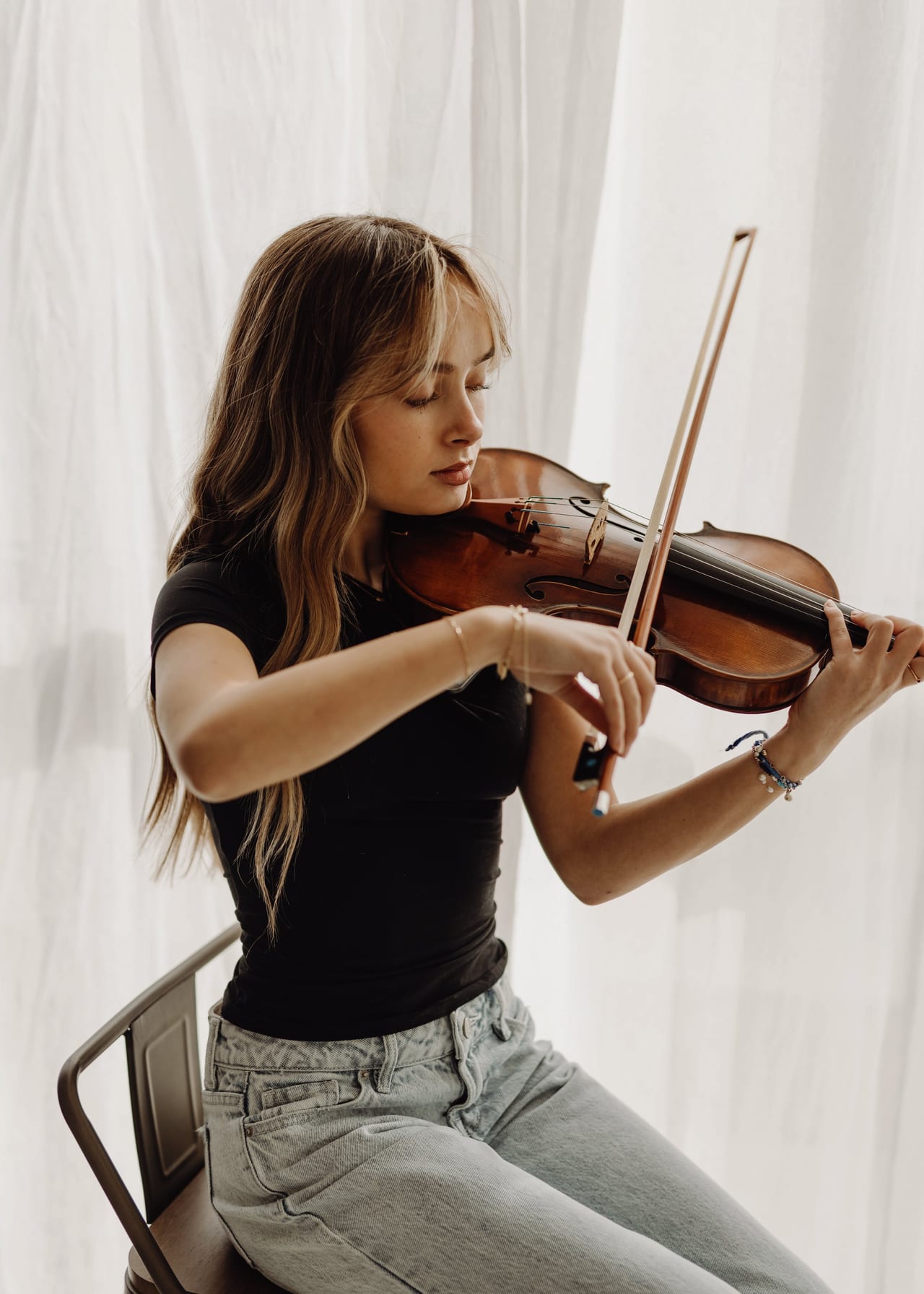 Student playing violin