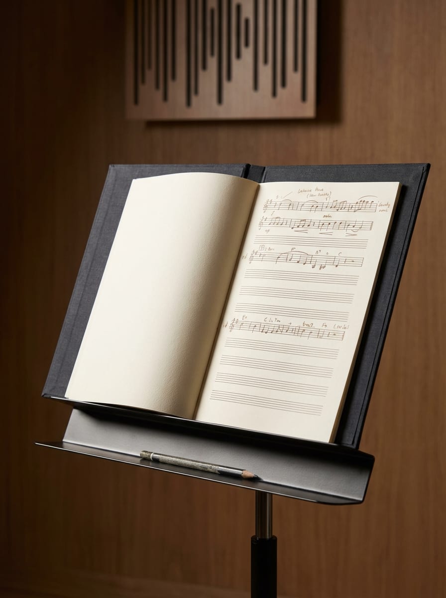 Handwritten music on a stand